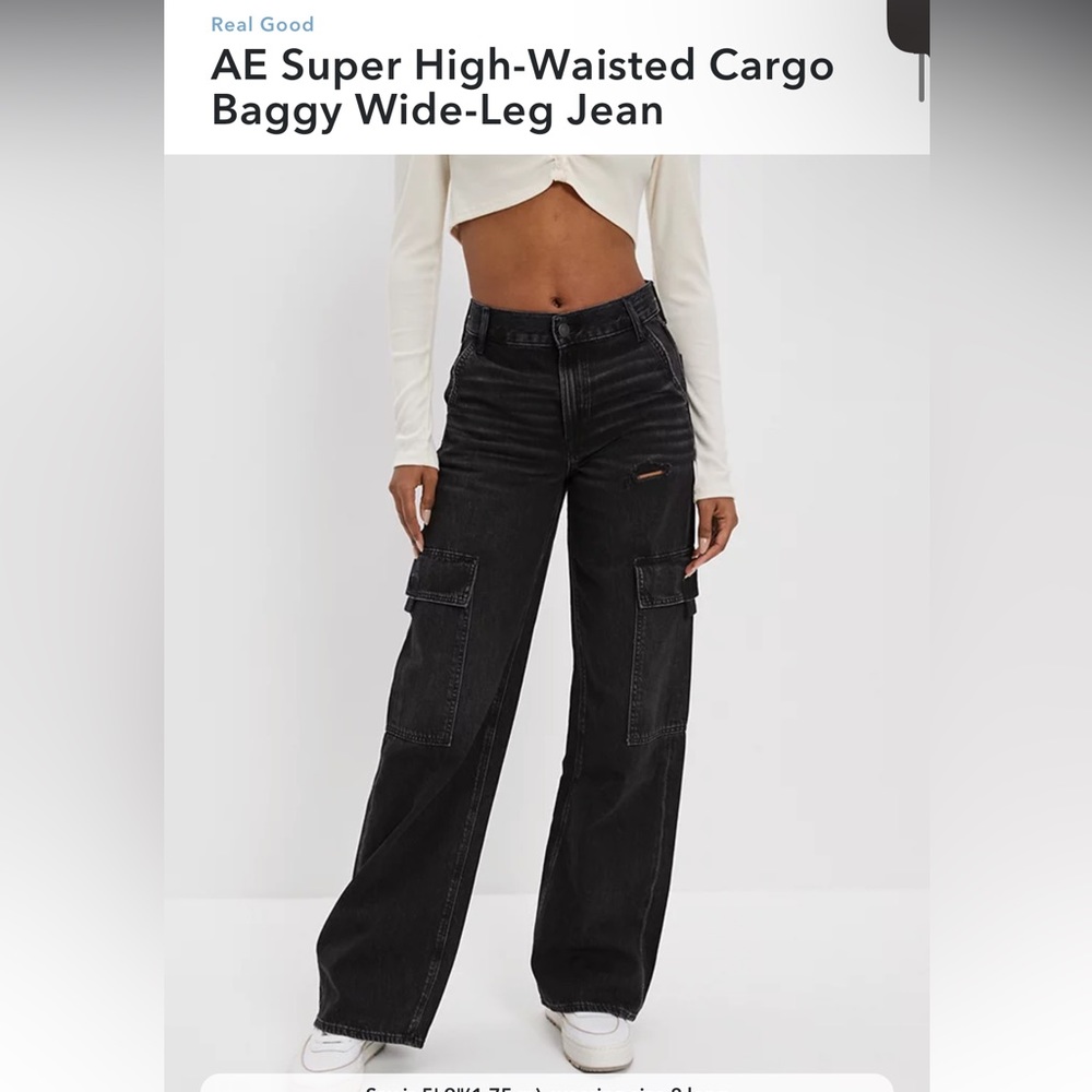 American eagle super high waisted cargo baggy wide-leg jean new with tags 10L